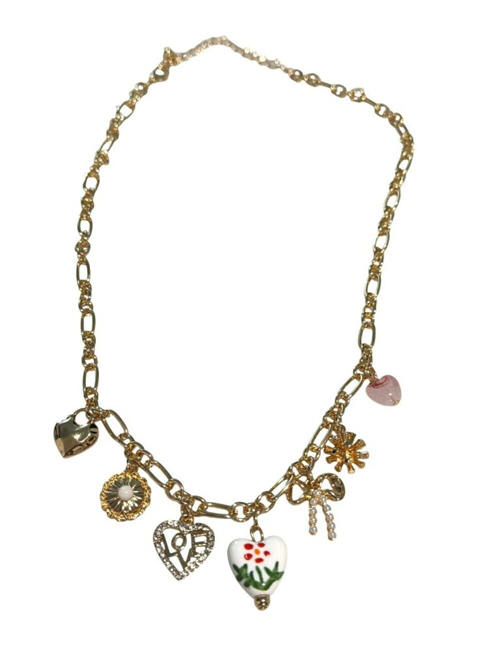 Anthropologie Gold-Tone Heart Lucky Charm Necklace New